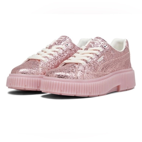 Puma Dinara Platform Sneakers Pink Glitter Metallic Size 7.5 Flatform Metallic - Picture 1 of 14